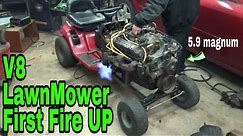 V8 LawnMower FIRST START & 5.9 magnum stand alone wiring harness