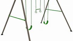 Lifetime Kid's Metal Swing Set with 2 Belt Swings and Trapeze Bar - 9 feet (91206)