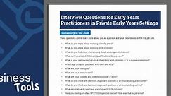 Interview Questions for Early Years Practitioners in Private Early Years Settings