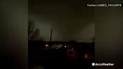 Dark tornado spotted sending sparks flying