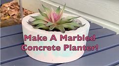Make A Marbled DIY Concrete Planter Using Acrylic Paint