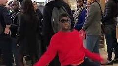 Funny black man dancing at McDonald's
