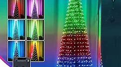 6Ft Smart Christmas Tree Lights with Remote & APP Control Waterproof Outdoor Christmas Decorations Lights with Topper Star Multicolor & White String Lights with 256 LED Lights for Xmas Decor