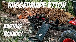 RuggedMade 37ton log splitter busting cherry rounds
