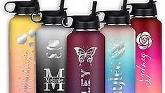 Personalized Water Bottles with Straw Lid & Handle for Kids, Custom Name Text Insulated Sports Water Bottle, Customized Waterbottle Gifts for Kids Men Women