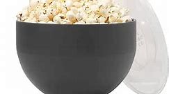 W&P Microwave Silicone Popper Maker | Black | Collapsible Bowl w/Built in Measuring, BPA, Eco-Friendly, Waste Free, 9.3 Cups of Popped Popcorn