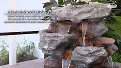 Alpine Corporation 52 in. Tall Outdoor 5-Tier Rainforest Rock Water Fountain with LED Lights WIN730