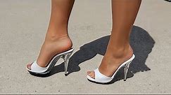 Review Walking Fabulicious Poise-501 White Clear 5 Inch Single Sole High Heel Shoes with Catie
