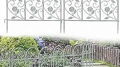 Sungmor 25in x 8ft Metal Garden Fence Border, Rustic Style Decorative Garden Fence Animal Barrier, Landscape Pathway Edge Iron Picket Fence Panels, Plant Support Climbing Trellis, Pack of 4