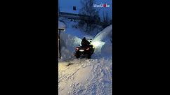 ATV + beasty snow blower combo comes into play to rescue car out of 3 meters of snow