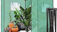 PexFix 6'x 5' Portable Walk-in Greenhouse Easy Setup,Indoor Outdoor Greenhouse Garden Green Houses Instant Pop-up Greenhouse,2 Roll-Up Mesh Windows and Roll-up Zipper Door,Green