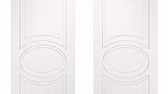 Modern Double Barn Door 60 x 84 inches/Mela 7001 Matte White/Stainless Steel 13FT Rail Track Set/Solid Panel Interior Doors