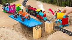 Diy tractor making mini Concrete bridge | how the train runs | Construction Vehicles, Road Roller