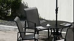 Cisvio 5-Pieces Outdoor Dining Set Patio Furniture 38 in. Round Patio Table with 1 ft. 5 in. Umbrella Hole Fit right patio table& chairs 5 PC-Gray