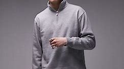 Topman 1/4 zip sweatshirt in grey | ASOS