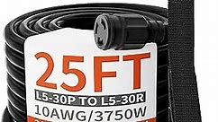 HUANCHAIN 3 Prong 30 Amp Generator Cord 25 Feet Heavy Duty,NEMA L5-30P/L5-30R 10 Gauge 125V SJTW Black Lock Generator Extension Cord Waterproof, ETL Listed