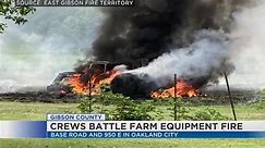 Farm equipment catches fire in Gibson Co. field