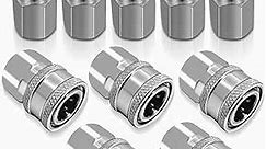 10 Pcs NPT 3/8 Inch Pressure Washer Adapter Set - Stainless Steel Internal Thread Connectors - Hose Quick Connector Kit High Pressure Water Pipe Adapters Accessories (5 Sets)