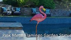Exhart Pink Metal Garden Flamingo Statue, 19 x 9 x 39.5 Inches