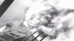 US Navy Ships in Action 3rd Fleet Shells Kamaishi Battleships 16 Inch Guns Firing WW2 w/ Sound
