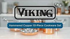 Viking 10pc 3-Ply Hammered Copper Cookware Set with Glass Lids