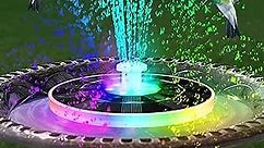 Solar Fountain Bird Bath Fountain Pump LED Lights Multicolor with 6 Nozzles Floating Solar Powered Water Fountain IP66 Waterproof Solar Fountain Pump for Garden Swimming Pool Pond Outdoor
