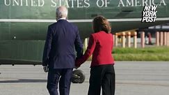 Biden, Pelosi clutch hands as they gingerly walk across San Francisco tarmac: ‘Nursing home reunion’