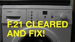 F.21 Error Code Cleared and Washer Repair
