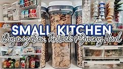 Small Kitchen Organization: Aldi & Target Grocery Restock (Fridge, Freezer, Pantry)