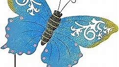 Butterfly Garden Stake Decorative Metal Butterfly Yard Stake Butterfly Lawn Ornaments Outdoor Stake Decor for Lawn Pathway Patio (Blue)
