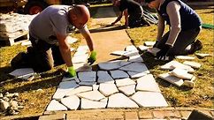 Building a STONE Patio in One Day / Natural Stone / DIY Patio Project