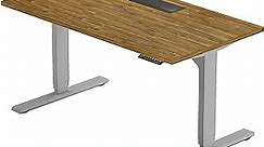 Progressive Desk Standing Desk 60x30. Dual Motor, 3 Stages Height Adjustable Stand up desks for Home Office, 60 inch -Rustic Hickory/Grey Frame
