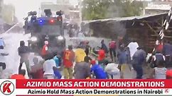 Protesters brave water cannon to hurl stones at police truck