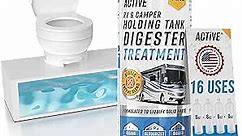 RV Black Tank Treatment Toilet Chemicals - 16 Treatments Waste Digester for Holding Tank, Gray Water Tank in RVs, Campers & Boat - Camper Toilet Sensor Cleaner, Sewer Deodorizer, 32oz - Made in USA