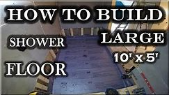How to Build Large Shower Floor - Pre sloped Pan, Rubber Liner and Shower Pan Installation