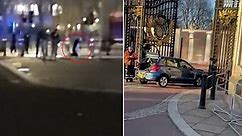 Buckingham Palace gates are boarded up after car crashed into them
