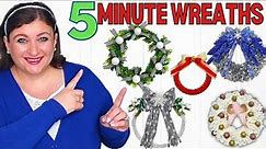 5 Minute Christmas Wreaths | 5 Quick and Easy Winter Christmas Wreath DIY Tutorials 🎄