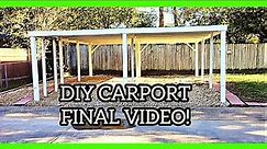 FINAL D.I.Y. 2 CAR CARPORT VIDEO 2021 (cheap carport garage build do it yourself 2021) 22X22