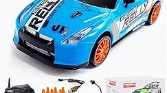 RC Drift Car 2.4GHz 1:24 Remote Control Car 4WD RC Cars Drift Sport Racing On-Road with LED Light, 2 Battery and Drift Tires for Boys