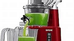 SiFENE Cold Press Juicer Machines with 83mm Big Mouth, Whole Slow Masticating Juicer, Juice Extractor Maker Squeezer for Fruits and Vegetables, BPA-Free, Easy to Clean, Red