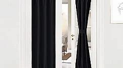 NICETOWN Blackout Side Door Window Curtains, Privacy Black Curtain Patio Door Thermal Insulated Drape and Blind for French Door Halloween Decor (25W by 72L Inches, 1 Panel)