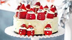 Christmas Ice Cream Cake Recipe with Santa Strawberries