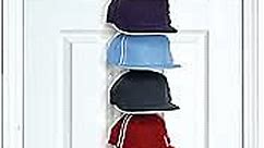 Perfect Curve Cap Rack System - Hat Rack Holds up to 18 Baseball Caps - Over Door Hanger and Organizer - Six Clips - Black