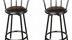 Coaster Home Furnishings Modern Retro 30-Inch Counter Height Pub Chair Swivel Bar Stool Barstool PU Leather Seat with Metal Frame, Set of 2, Black