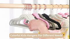 Smartor Kids Velvet Hangers 50 Pack, 14'' Inch Premium Non Slip Kids Felt Hangers for Closet, Space Saving Toddler Clothes Hanger for Youth's Childrens' Clothes Shirts, Pants, Dresses - White