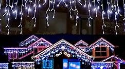 1280 LED Icicle Christmas Lights Outdoor Total 561FT Icicle String Lights Christmas Tree Lights White Icicle Christmas Lights Christmas Decorations Holiday Wedding Party Outdoor (Cold White)