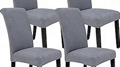 Dining Room Chair Covers Set of 4, Jacquard Dining Chair Cover, Washable Kitchen Chair Covers (Grey, 4 Pcs)