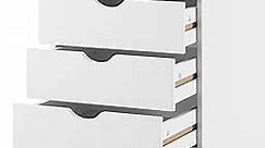 Naomi Home Taylor 5 Drawer Chest, Wood Storage Dresser Cabinet with Wheels, Craft Storage Organization, Makeup Drawer Unit for Closet, Bedroom, Office File Cabinet 180 lbs Total Capacity - White