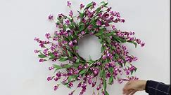 Spring Wreath for Front Door 24 Inch, All Seasons Wreaths for Indoor Window Wall Porch Home Office Farmhouse Decor（Purple）