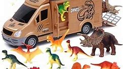 Tacobear Dinosaur Truck Toys Car with Lights and Sounds - Dinosaur Friction Transporter Vehicle with 13 Dino Toy for 3 4 5 6 7 Years Boys Gifts for Kids Boys Girls Toddlers